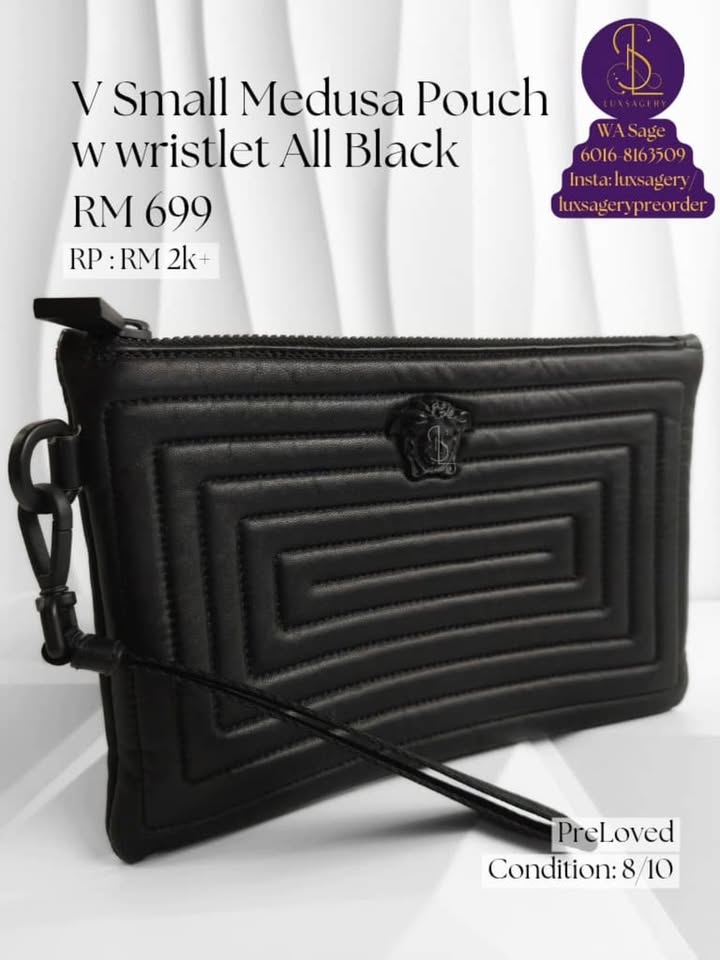 Versace Small Medusa Pouch w Wrislet All Black 
