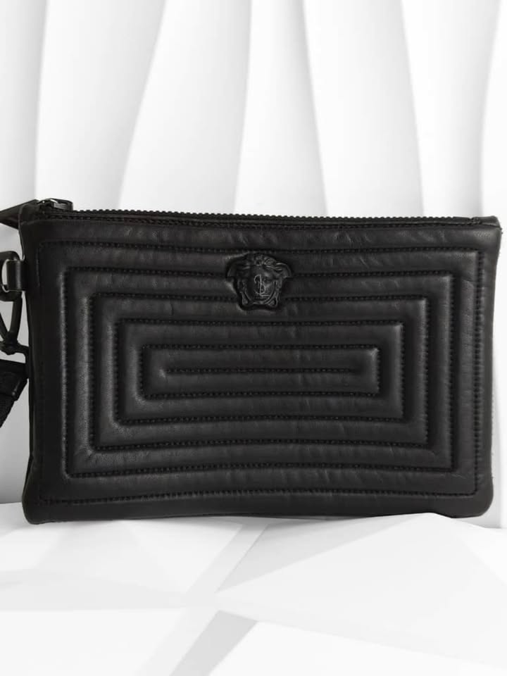 Versace Small Medusa Pouch w Wrislet All Black  - Image 3