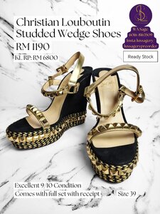 Christian Louboutin Studded Wedge Size 39 - Image 2